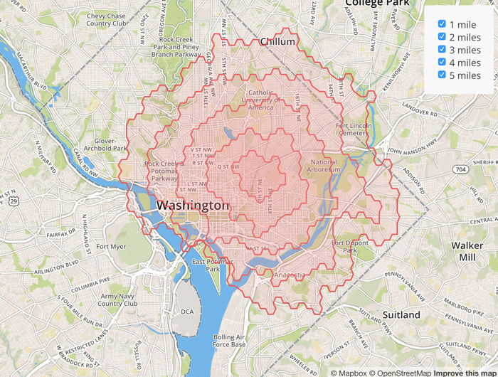 ISODISTANCE and ISOCHRONE Map API 