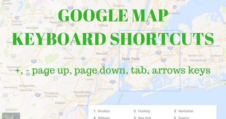 Google map new Keyboard Navigation Controls Shortcuts