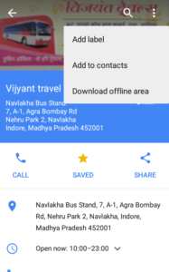 Google maps options - save-Label- Share