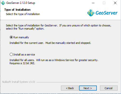 Install Geoserver in windows