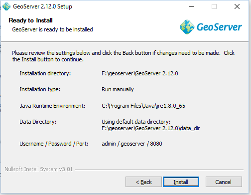 Install Geoserver in windows