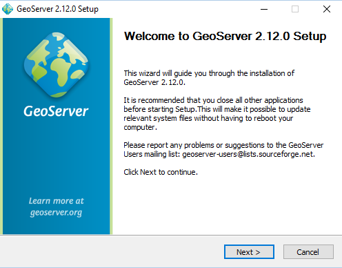 Install Geoserver in windows