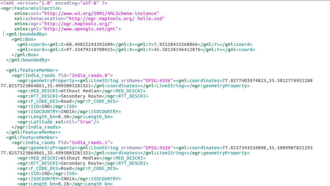 Convert Shapefile shp to GML - Geography Markup Language