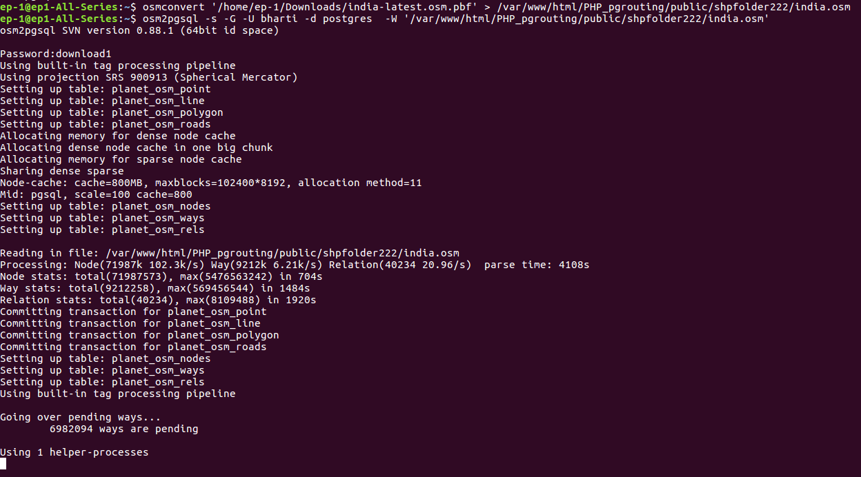 Import OSM data in Postgis- OSM2pgsql