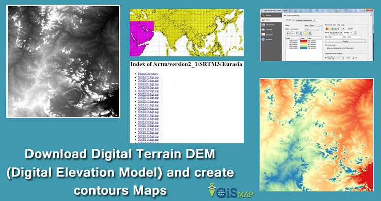 Download Digital Terrain DEM (Digital Elevation Model) and create contours Maps