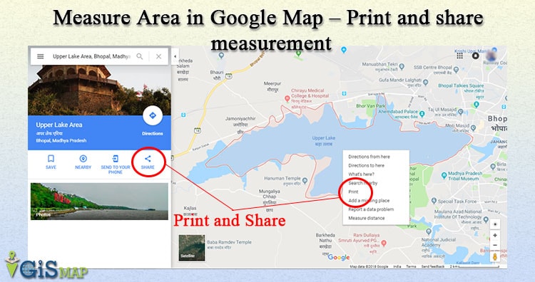 Measure Area in Google Map – Print and share measurement