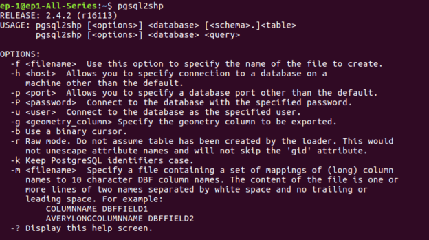 Export shapefile from postgreSQL - pgsql2shp