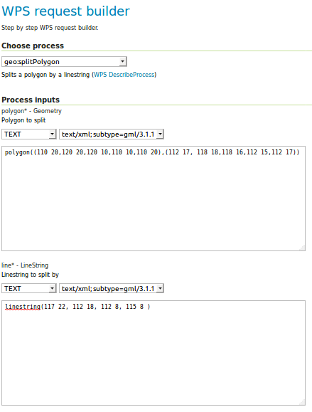 WPS Split polygon on Geoserver