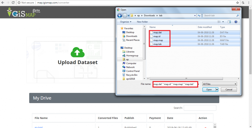 TAB to KML Conversion