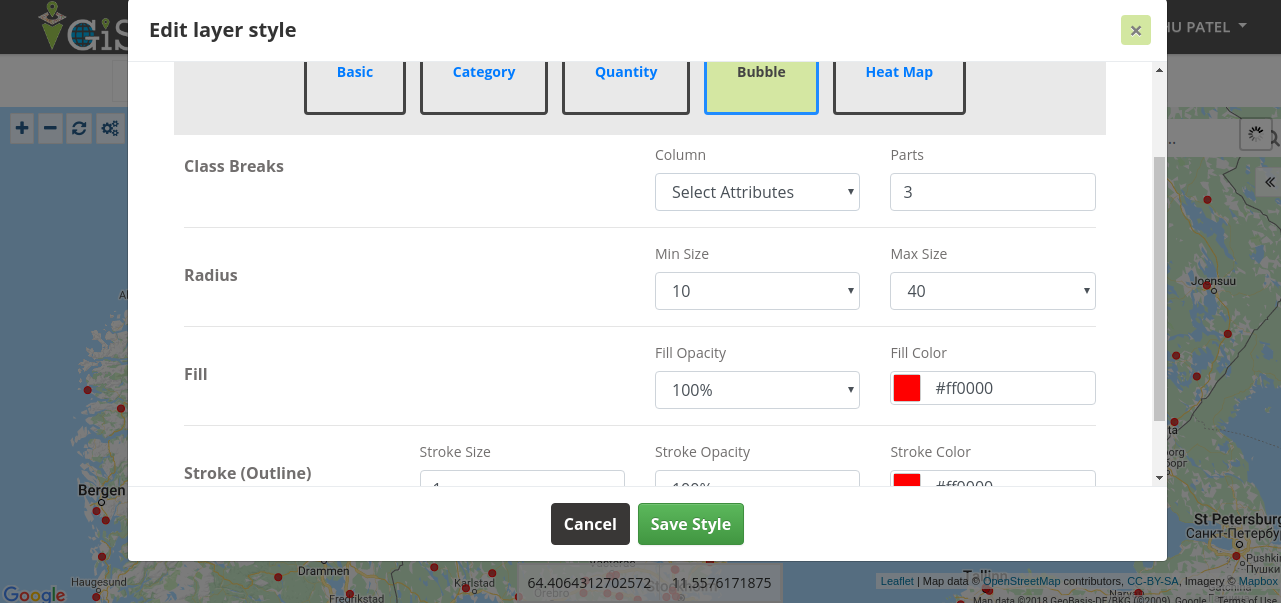 Create GIS Bubble map