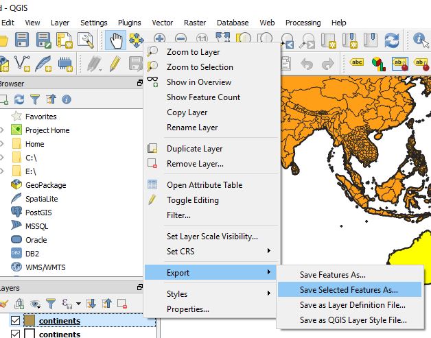 Select, Save/Export feature as a new layer using QGIS 3.2.1