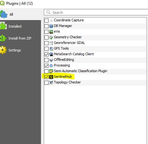 use sentinel hub in QGIS 3.2.1