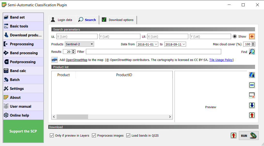 download Landsat 8 images in QGIS 3.2.1