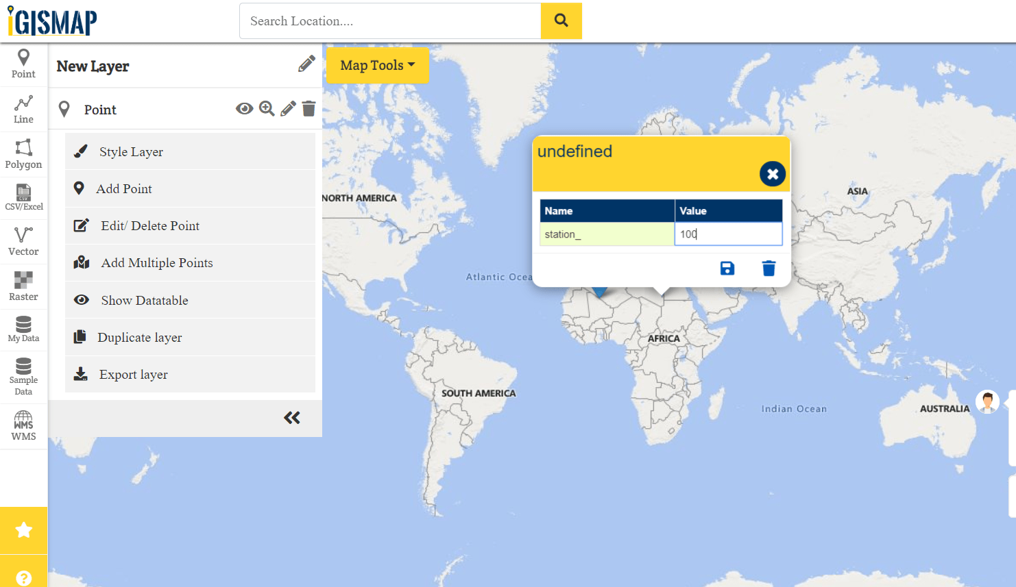 Create Map Layer - Point, Polygon, Multiline