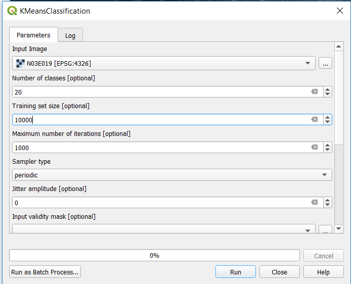 Unsupervised classification using KMeansClassification