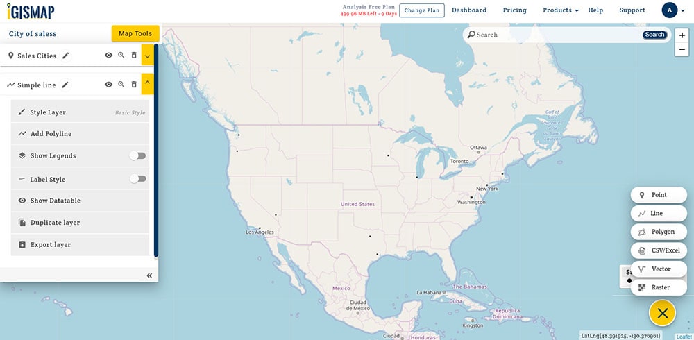 create a line in map