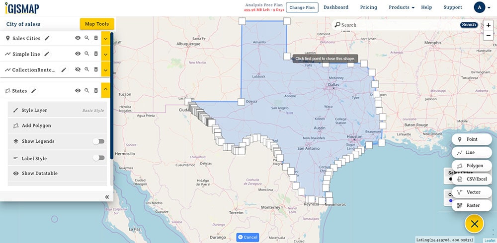 create a polygon map layer