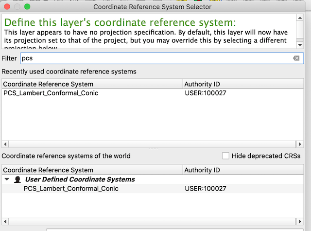 Selection - Add Custom CRS projection in QGIS