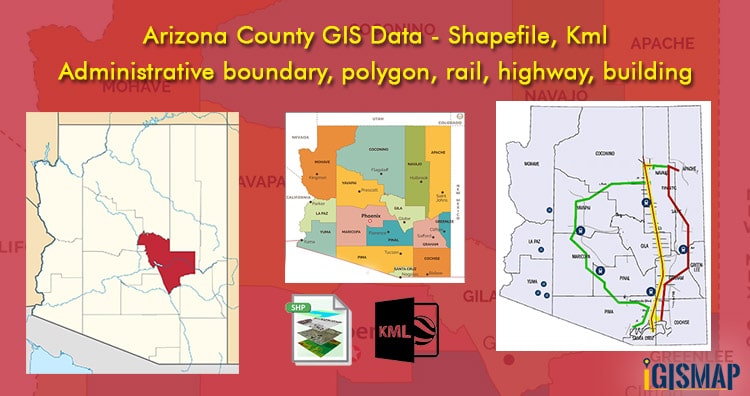 Download United States – Arizona Shapefiles- Administrative boundary, polygon, rail, highway, building