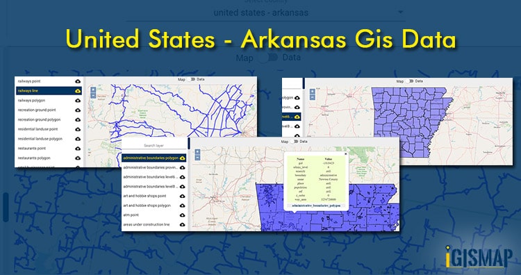 Download United States – Arkansas Shapefiles- Administrative, Kml – Boundary, County, highway, rail line