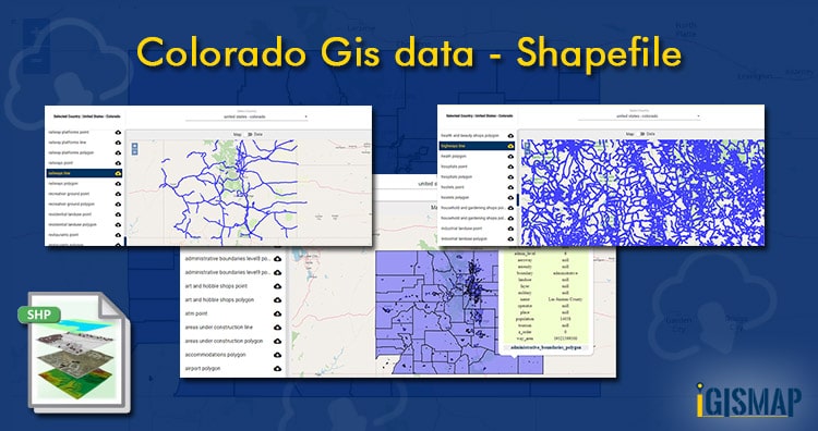 Colorado GIS data – Shapefile, Administrative boundary, polygon, county, highway, railway