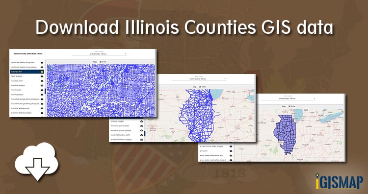 Download Illinois Counties GIS data - United States - Railway, Highway 