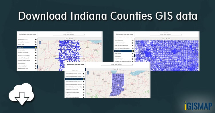 Download Indiana Counties GIS data – United States – Railways, Highway line, maps