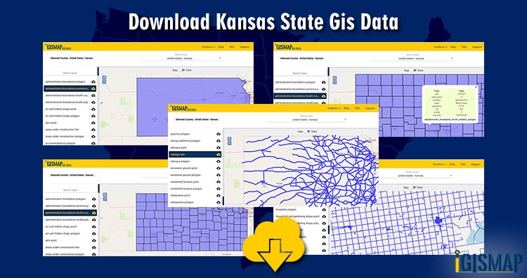 Download Kansas State GIS Data – Counties, boundary, rail, highway line shapefile