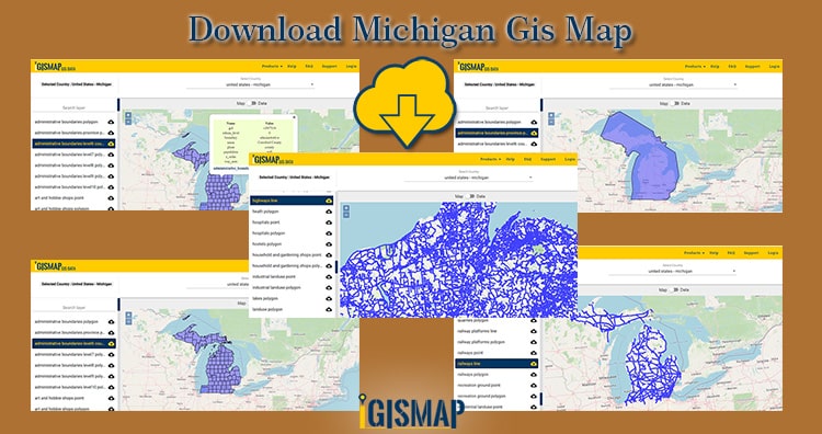 Download Michigan GIS Map – boundary, county, rail, highway, shapefile, kml