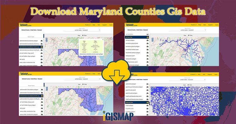 Download Maryland Counties GIS Data – State Boundary, Rail, Highways Line