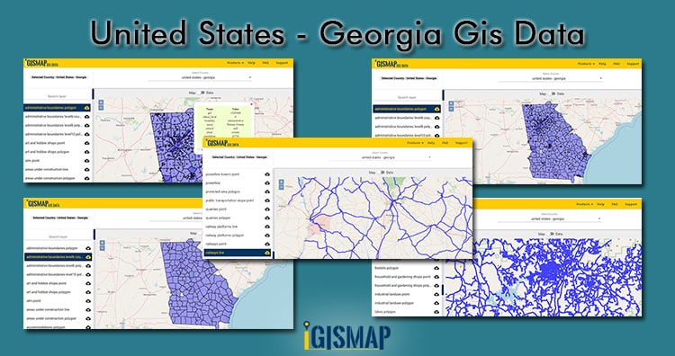 United States – Georgia GIS Data- shapefile, boundary, Counties, highway, railway line