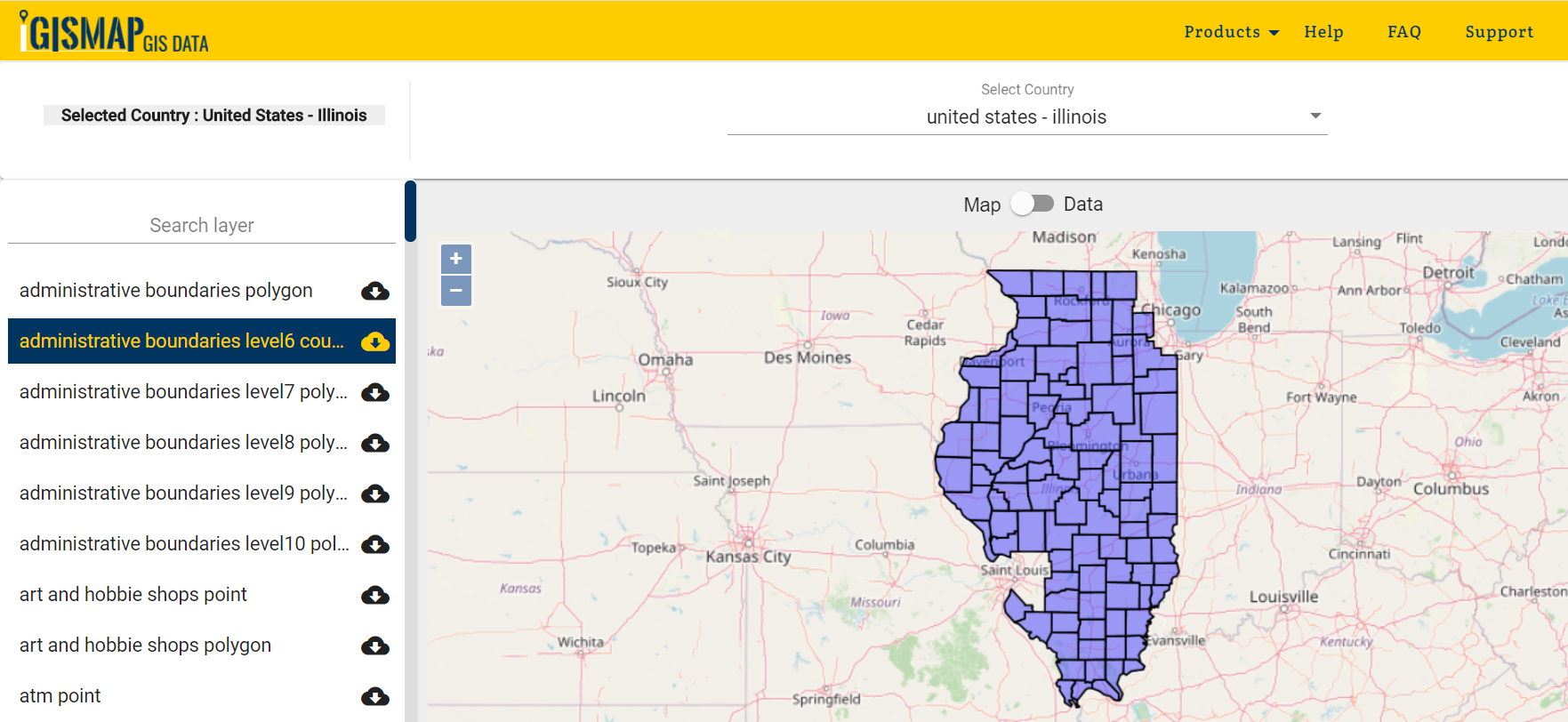 Download Illinois Counties GIS data United States Railway, Highway