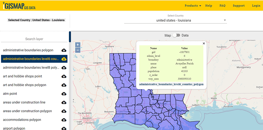 Louisiana State GIS Map
