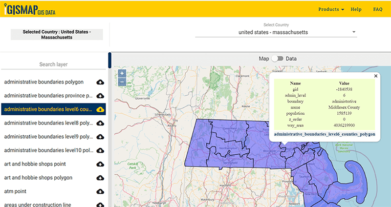 Suffolk County Ma Gis Download U.s. State Massachusetts Gis Data -Boundary, Counties, Rail,  Highways -