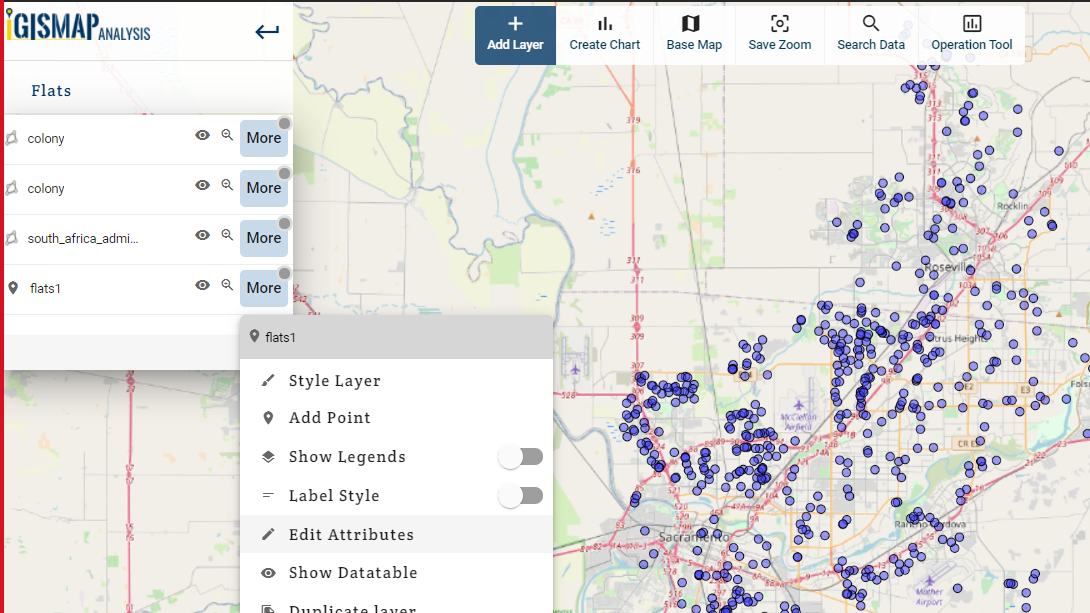 Multi layer bar chart with interactive gis map