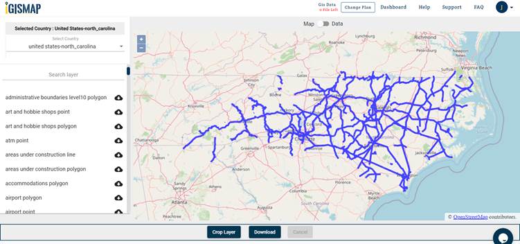 Download North Carolina State GIS Maps – Boundary, Counties, Rail 