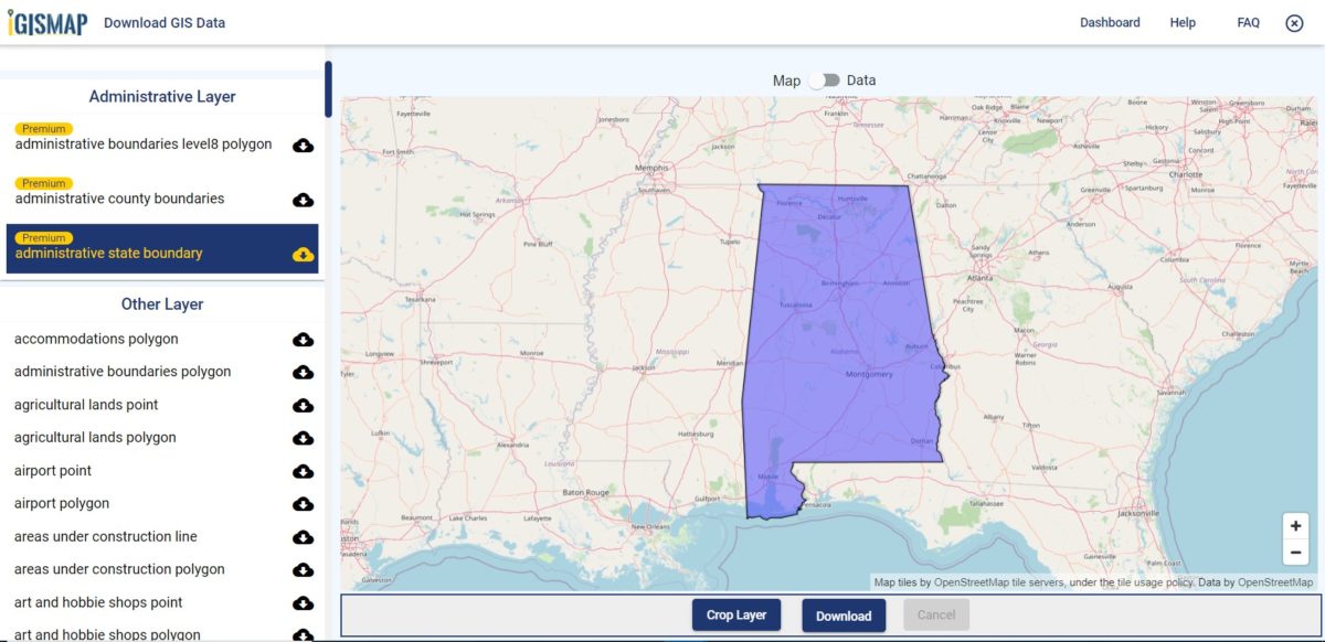 United States Alabama GIS Data Shapefiles, Kml, Csv, GeoJSON