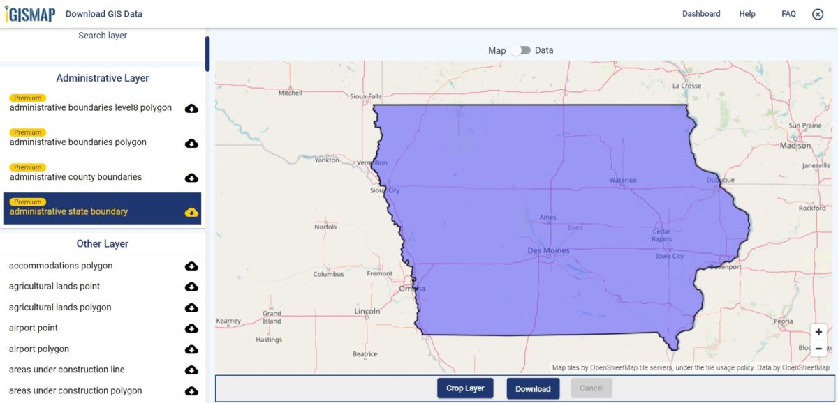 Download Iowa U.S. State GIS Data Counties, boundaries, railways