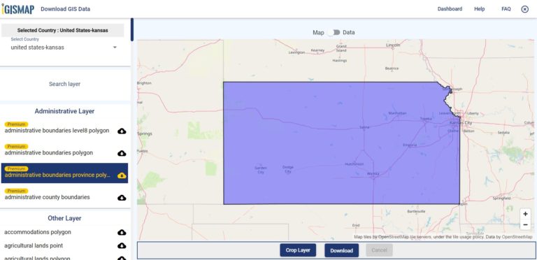 Kansas Development Map Download Kansas State GIS Data - Counties, boundary, rail, highway line ...