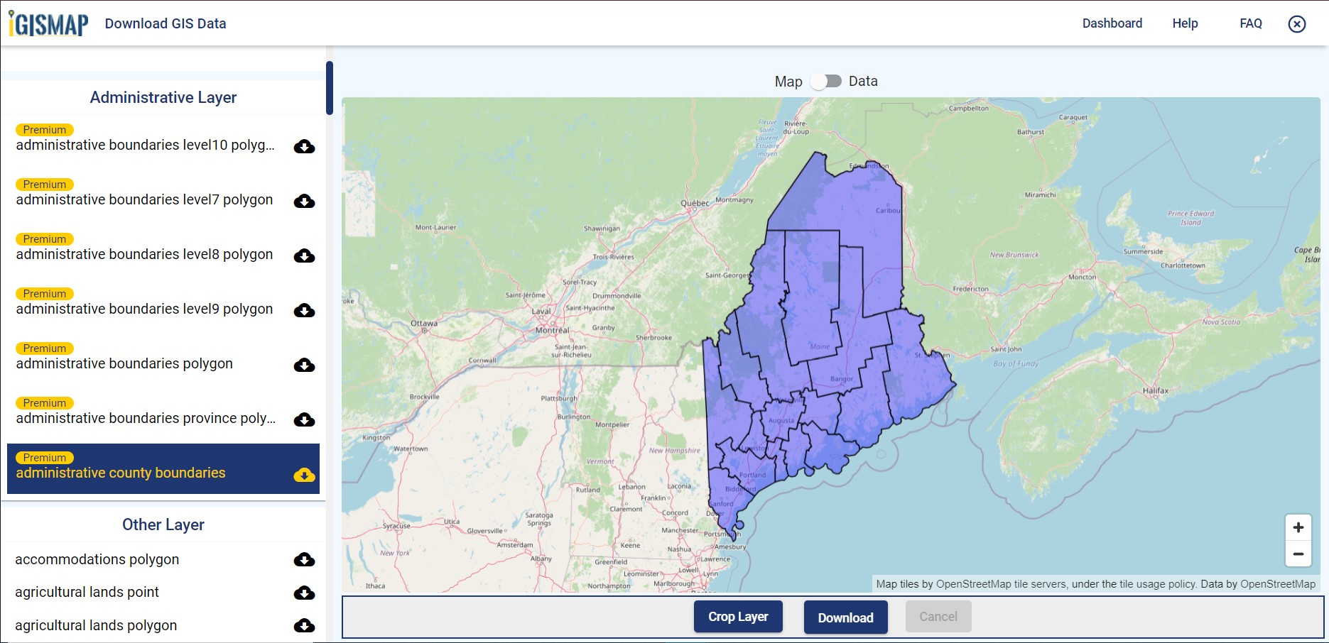 Download Maine State GIS Maps Boundary, Counties, Rail, highway
