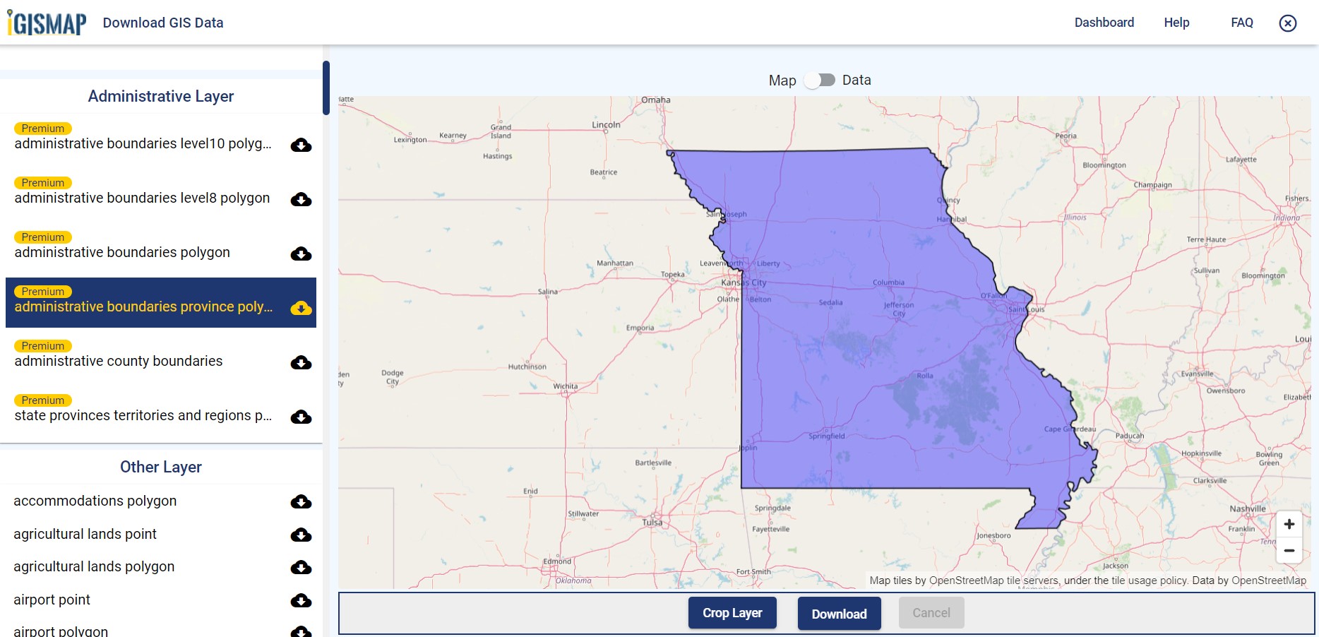 Download Missouri GIS Data Maps State, County Shapefile, Rail, highway