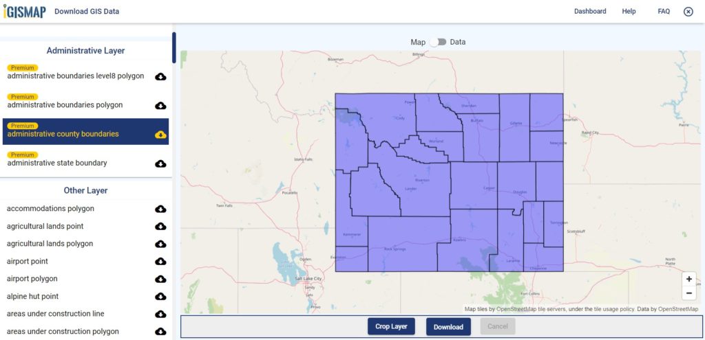 Fremont County Wy Gis Download Wyoming State Gis Maps – Boundary, Counties, Rail, Highway -
