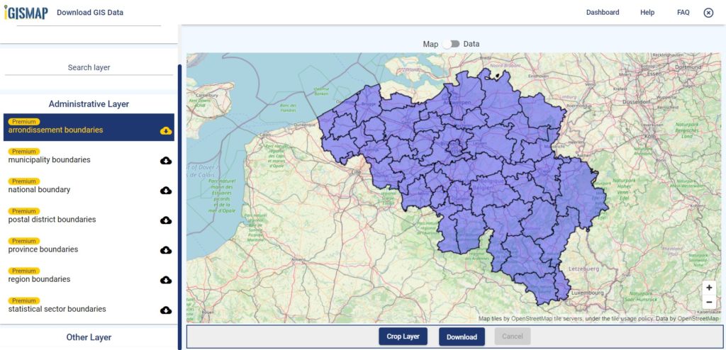 Belgium GIS Data - Arrondissement Boundaries