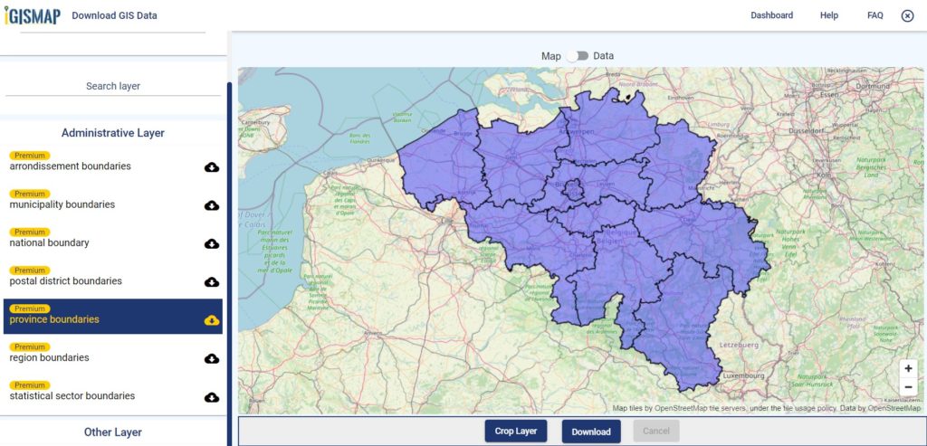 Belgium GIS Data - Province Boundaries