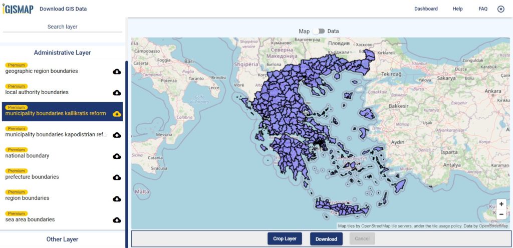 Greece GIS Data - Municipality Boundaries