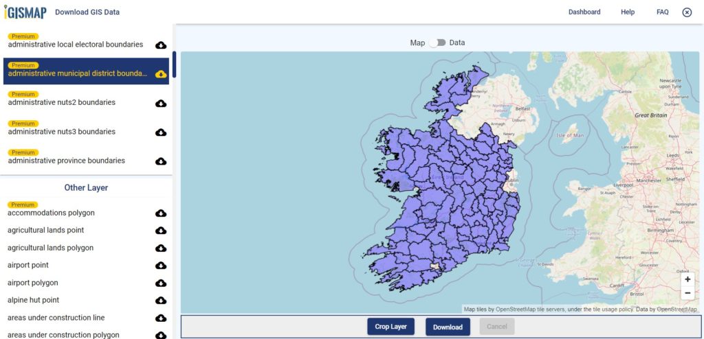 Ireland GIS Data - Municipal District Boundaries