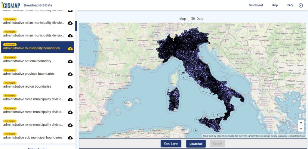 Italy GIS Data - Municipality Boundaries