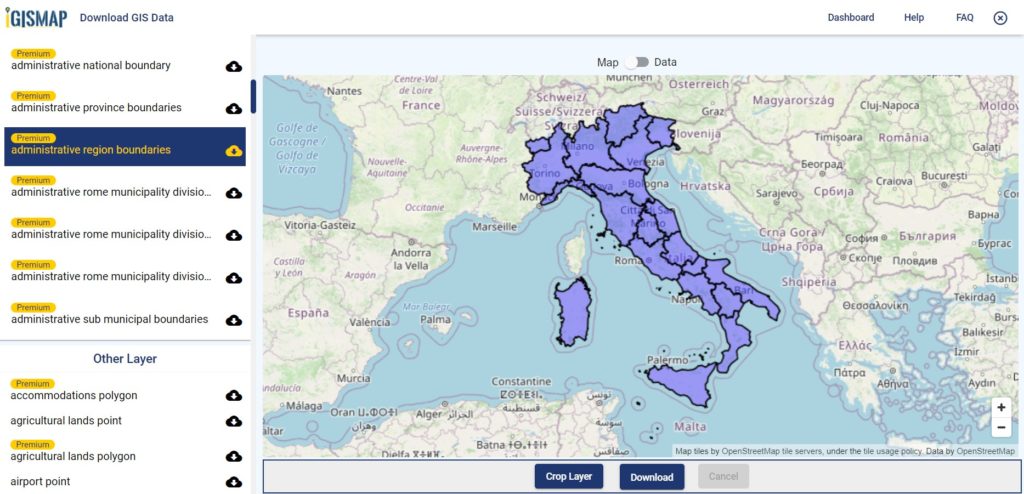 Italy GIS Data - Region Boundaries