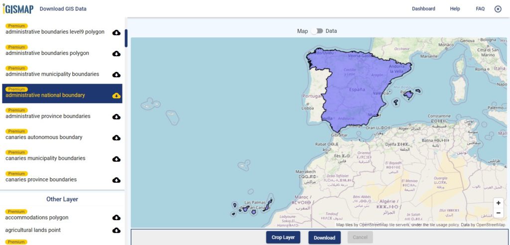 Spain GIS Data - National Boundary