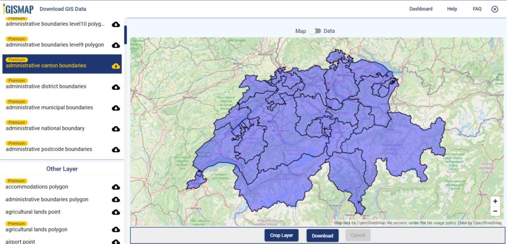 Switzerland GIS Data - Canton Boundaries